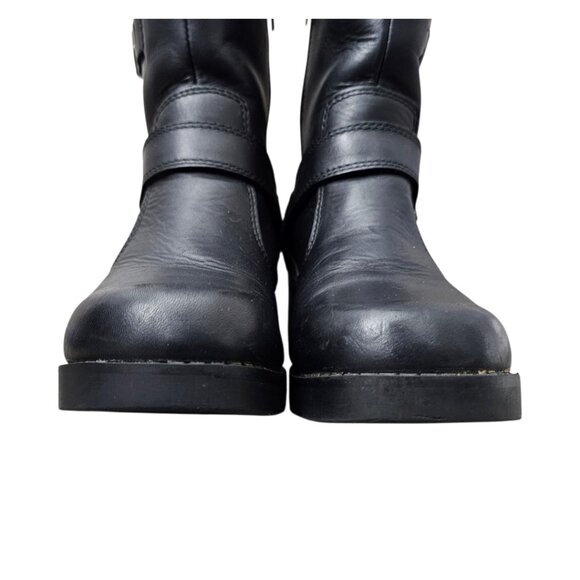 Harley Davidson Shelby Leather Buckle Zip Black Ankle Motorcycle Boots #83542 - Picture 5 of 14